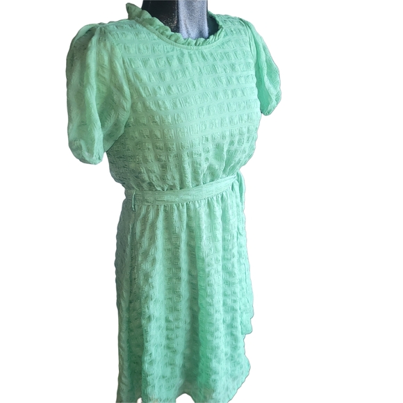 Monteau Green Short Sleeve Dress M - Picture 3 of 7
